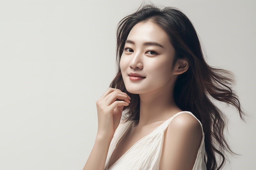 肌がきれいな美しい女性の画像